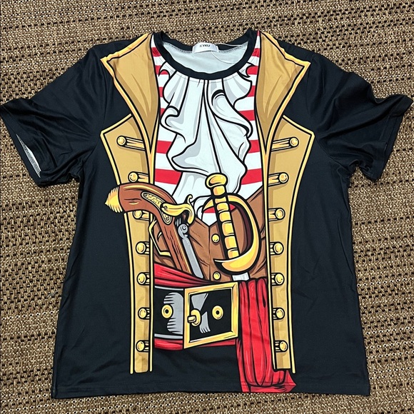 Men's Pirate Graphic T-Shirt - Black and Red - Picture 1 of 3